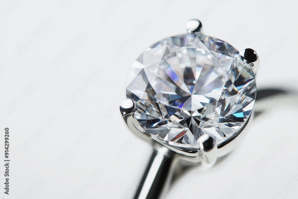 Diamond Engagement Ring on White Background Diamond Engagement Ring on White Background