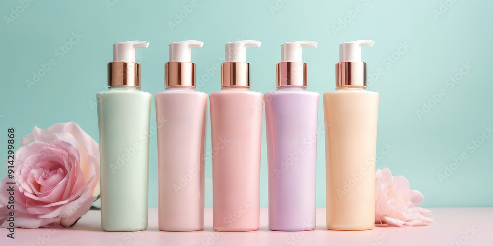 tubes jars with cosmetic cream ointment of pastel tones tubes jars with cosmetic cream ointment of pastel tones
