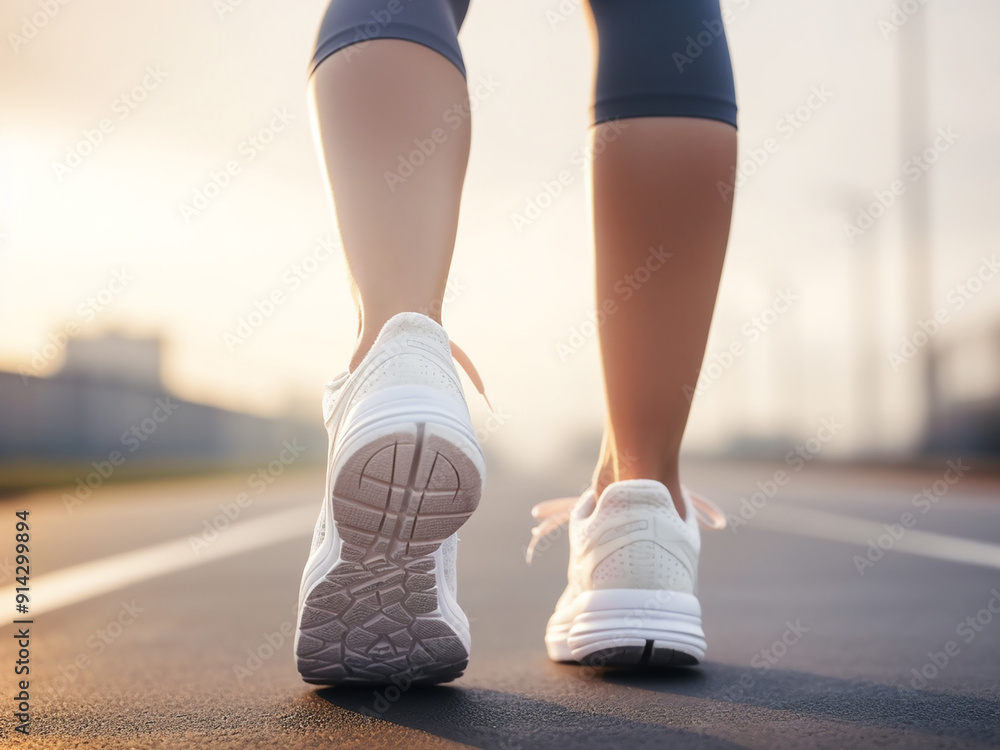 Athletic legs in sneakers, close-up, practicing yoga and gymnastics in nature Athletic legs in sneakers, close-up, practicing yoga and gymnastics in nature