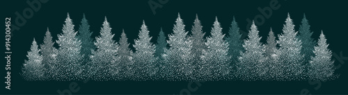 Christmas tree made of white dots. Snow needles. Happy New Year . hand drawing. Not AI, Vector illustrations.