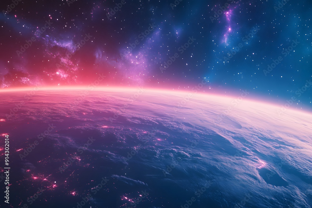 Obraz premium View from space of planet Earth, the nitrogen ozone layer