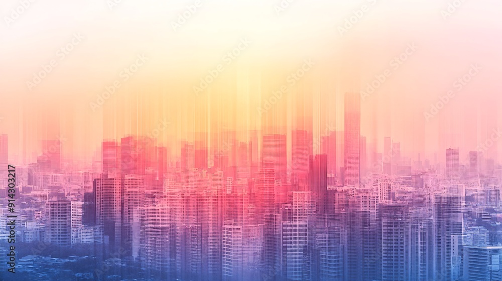 Modern minimalist cityscape with geometric buildings and pastel colors creating an abstract urban environment Stock Photo with copy space Modern minimalist cityscape with geometric buildings and pastel colors creating an abstract urban environment Stock Photo with copy space