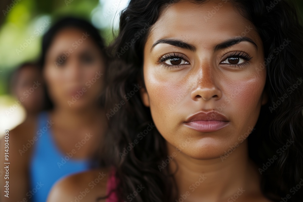 Serious Woman in Focus with Others Blurred in Background
Serious Woman in Focus with Others Blurred in Background