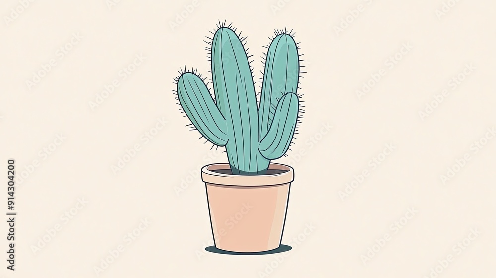 Minimalist cactus illustration with clean lines and simple design, perfect for modern decor Minimalist cactus illustration with clean lines and simple design, perfect for modern decor