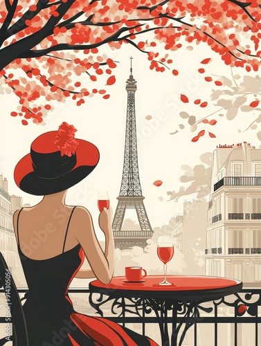 Elegant Lady Enjoying Parisian Afternoon