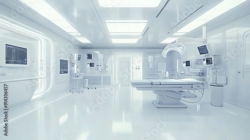 Modern Sterile Operating Room with Medical Equipment