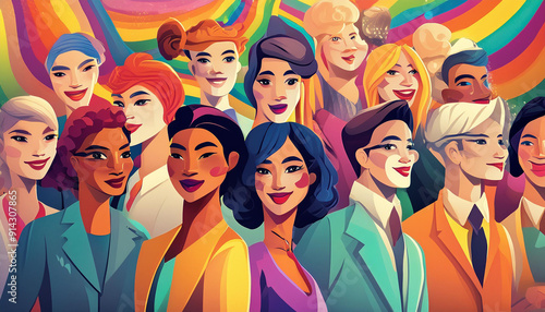 Pop art illustration, banner, texture or background representing Pride Day and the LGBT community