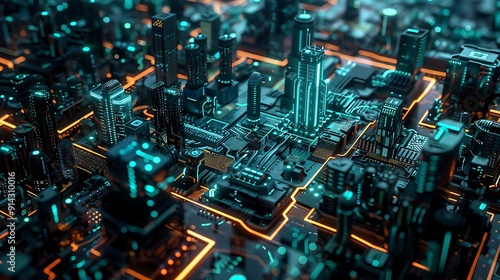 Cyberpunk Cityscape: A Futuristic City Built on Technology