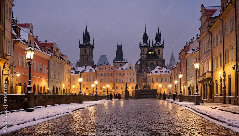 Obraz premium Winter in Historic Streets