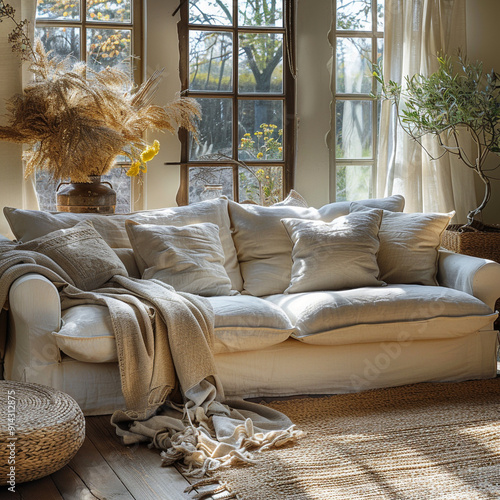 living room with pillows