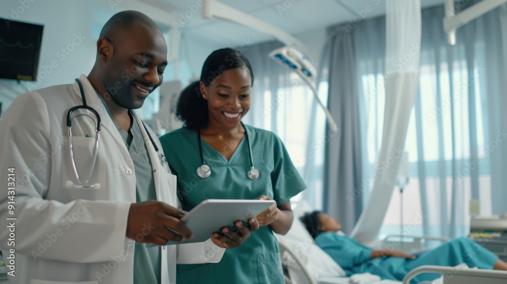 The doctors discussing patient care The doctors discussing patient care