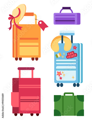 Luggage set for vacation or journey, suitcases