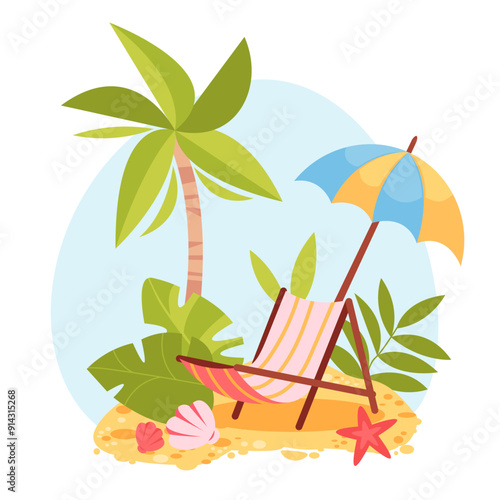 Tropical Beach Chair Summer Vacation Scene