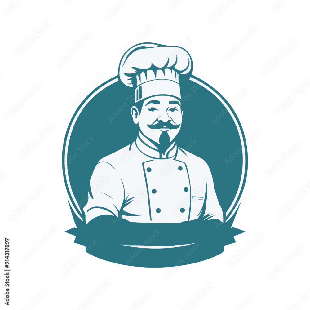 Creative Chef logo or icon stock illustration in cartoon style. Good for restaurant, hotel logo. Creative Chef logo or icon stock illustration in cartoon style. Good for restaurant, hotel logo.