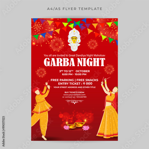 Vector illustration of Dandiya Night Invitation social media feed template