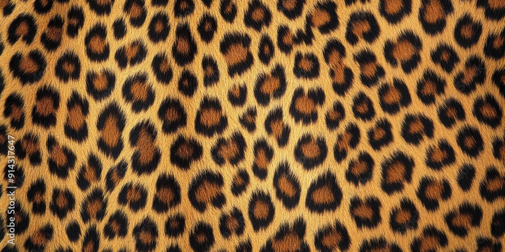 Detailed Leopard Fur Pattern with Black and Orange Spots Detailed Leopard Fur Pattern with Black and Orange Spots