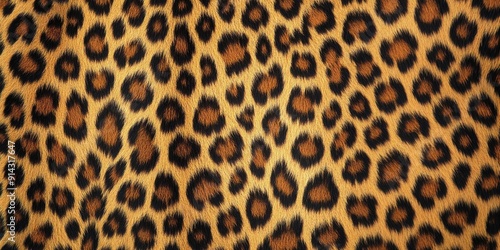 Detailed Leopard Fur Pattern with Black and Orange Spots