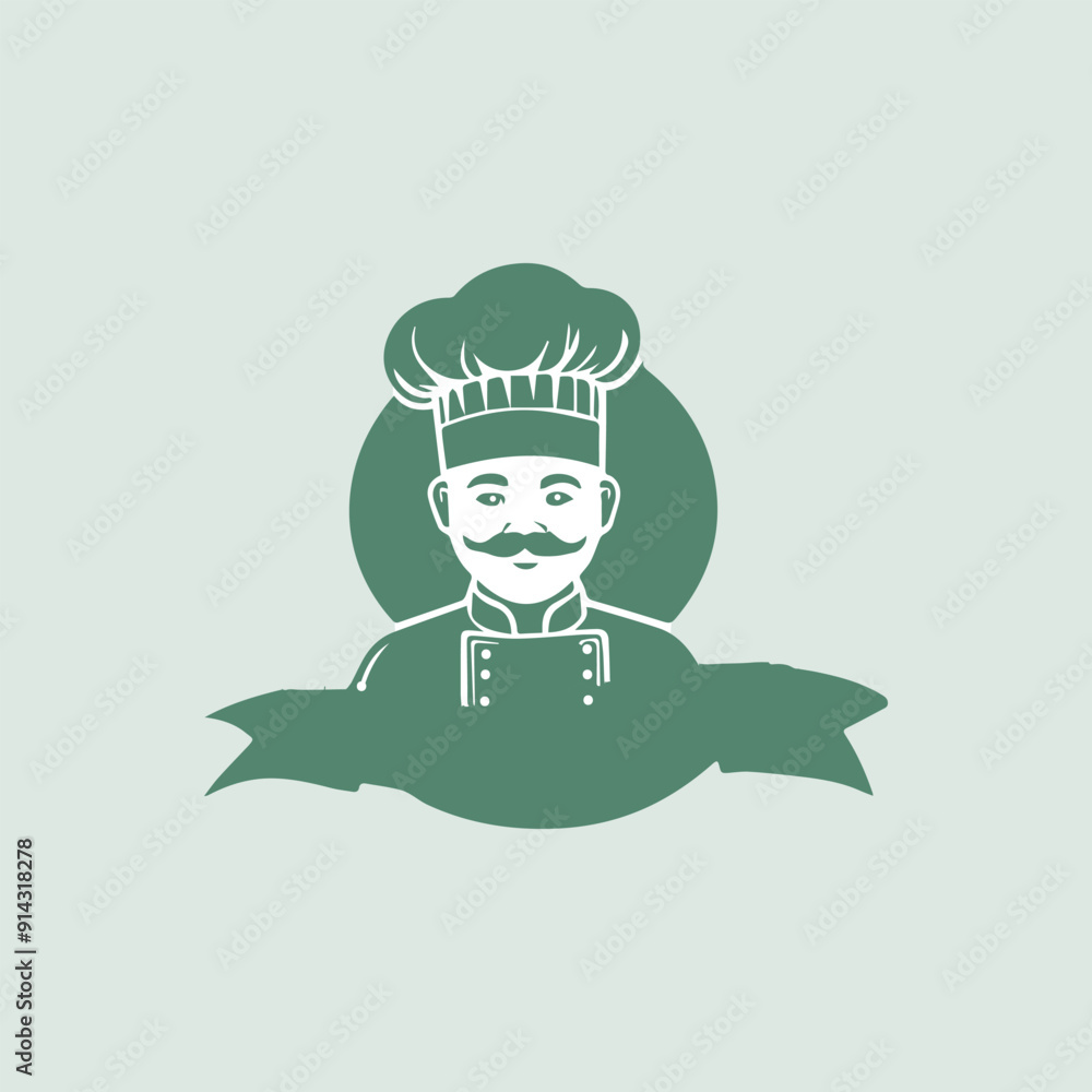 Creative Chef logo or icon stock illustration in cartoon style. Good for restaurant, hotel logo. Creative Chef logo or icon stock illustration in cartoon style. Good for restaurant, hotel logo.