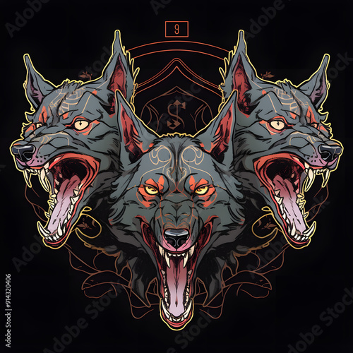 Cerberus art nouveau illustration photo