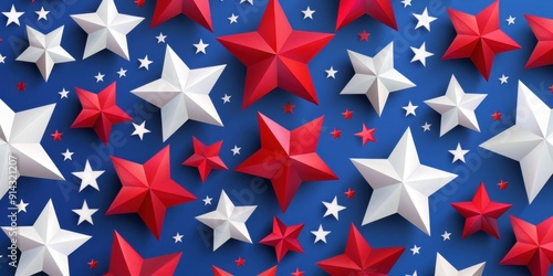 Red, white and blue stars pattern background Generative AI