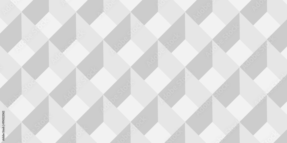 Fototapeta premium Vector of cube geometric pattern grid backdrop triangle background. Abstract cube geometric tile and mosaic wall or grid backdrop hexagon technology. white and gray geometric block cube structure.