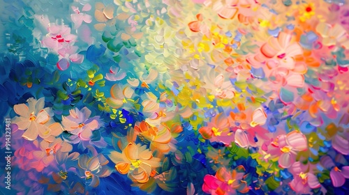 Vibrant and colorful abstract flower garden paintings, oil paintings