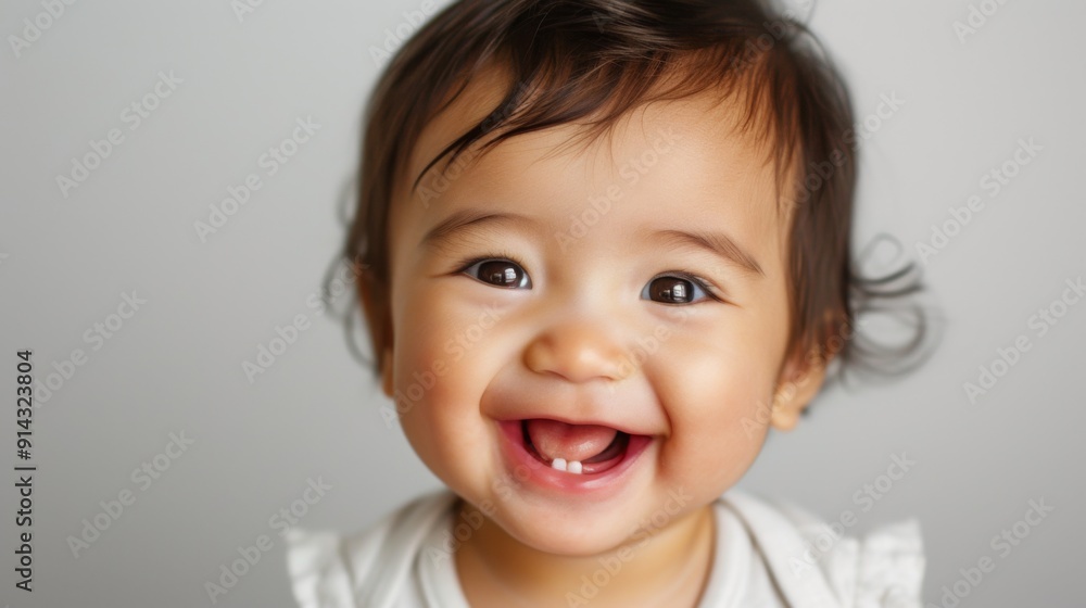 Smiling baby with a clean white background Smiling baby with a clean white background