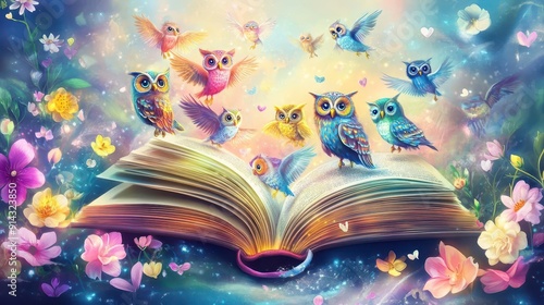 An open book with vibrant