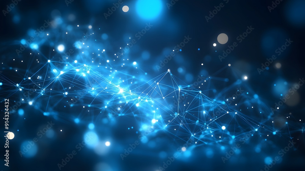 Abstract background featuring blue neon lights and digital connections, perfect for technology and futuristic themes. Abstract background featuring blue neon lights and digital connections, perfect for technology and futuristic themes.
