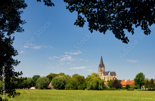 View of the church tower of Thorn in Limburg photo