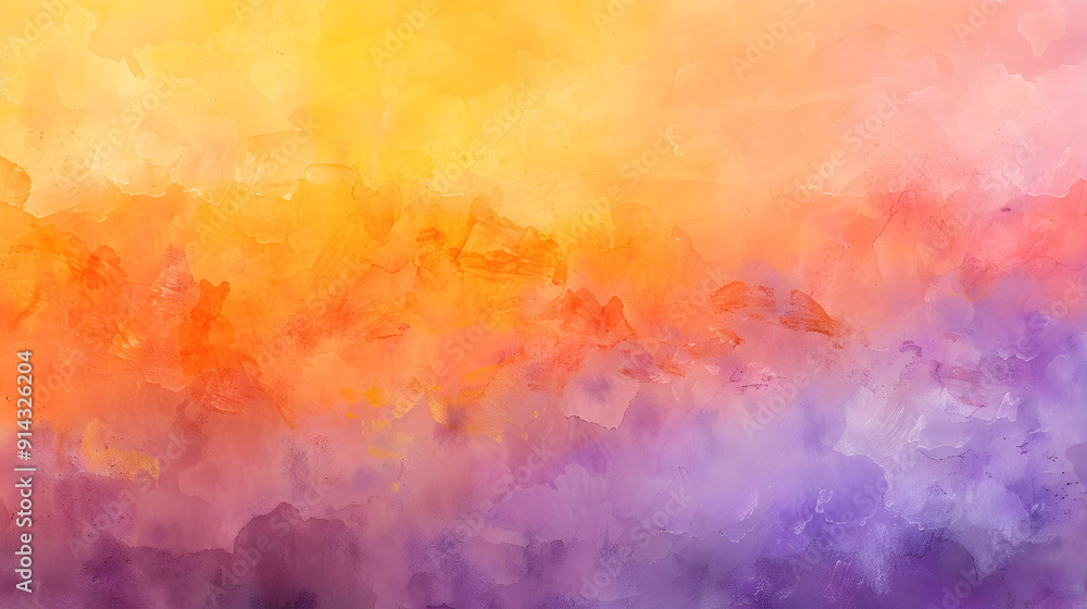 A painting of a sunset with a yellow and orange background A painting of a sunset with a yellow and orange background
