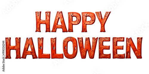 Textured Happy Halloween letters, cut out transparent