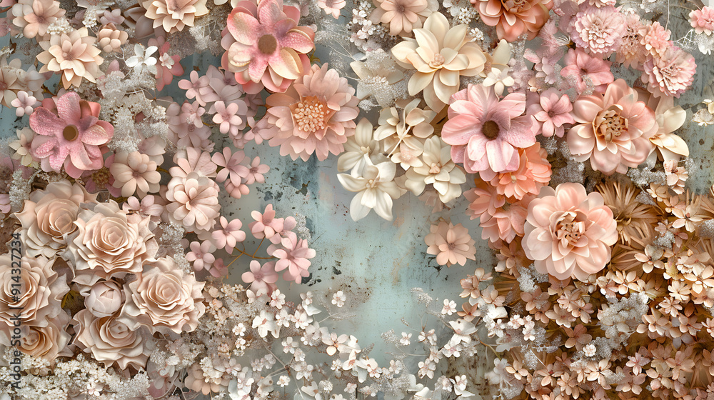 A wall covered in flowers in various colors A wall covered in flowers in various colors