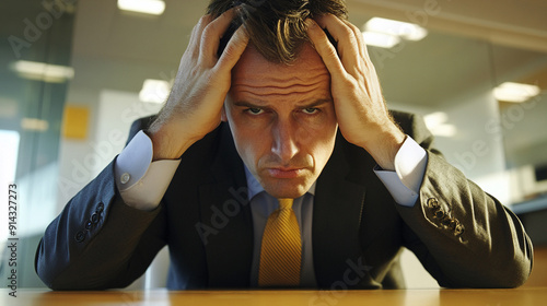 Business leader facing severe stress from recession photo