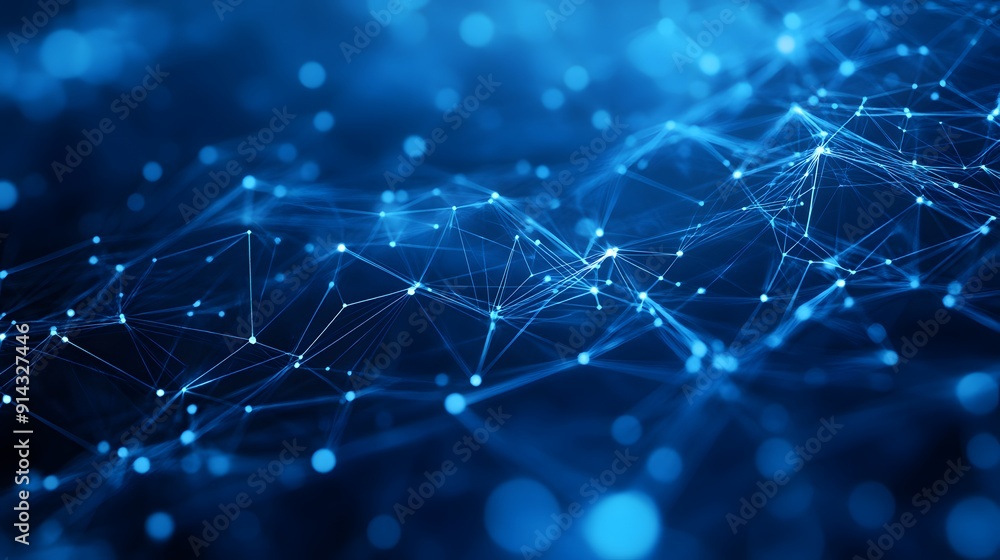 Abstract digital network background with blue light nodes and lines depicting connectivity and data visualization. Abstract digital network background with blue light nodes and lines depicting connectivity and data visualization.