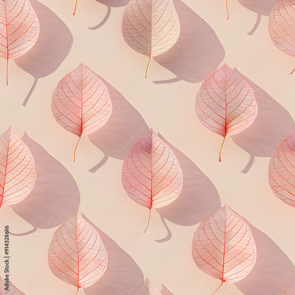 Obraz premium A close up of many pink leaves with a light pink background