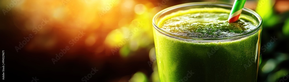 Refreshing green smoothie in a glass with a straw, set against a vibrant, sunny background. Perfect for healthy lifestyle and nutrition concepts. Refreshing green smoothie in a glass with a straw, set against a vibrant, sunny background. Perfect for healthy lifestyle and nutrition concepts.
