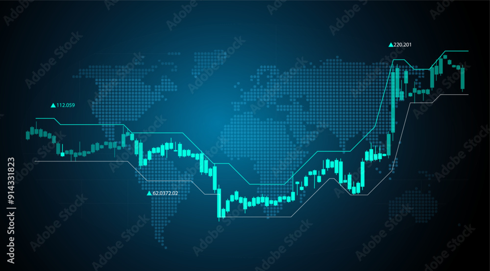 Stock market trading background. Candlestick bullish or market up trend blue dark business background. Stock market trading background. Candlestick bullish or market up trend blue dark business background.