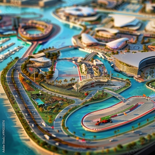 Informative display of the Yas Marina Circuit Formula One track map in Abu Dhabi, UAE, detailing