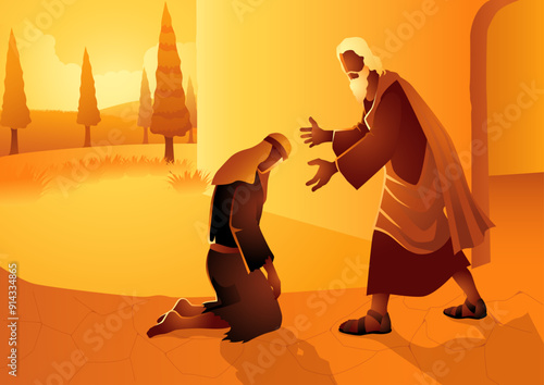 Biblical vector illustration series, parable of the prodigal son