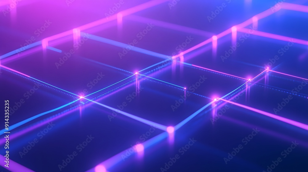 Futuristic glowing neon grid. Abstract technology background with vibrant lights in pink and blue for modern and digital design projects. Futuristic glowing neon grid. Abstract technology background with vibrant lights in pink and blue for modern and digital design projects.