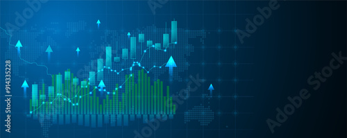 Gold trading forex currency or Xauusd. Market movement and price going up. blue trade background