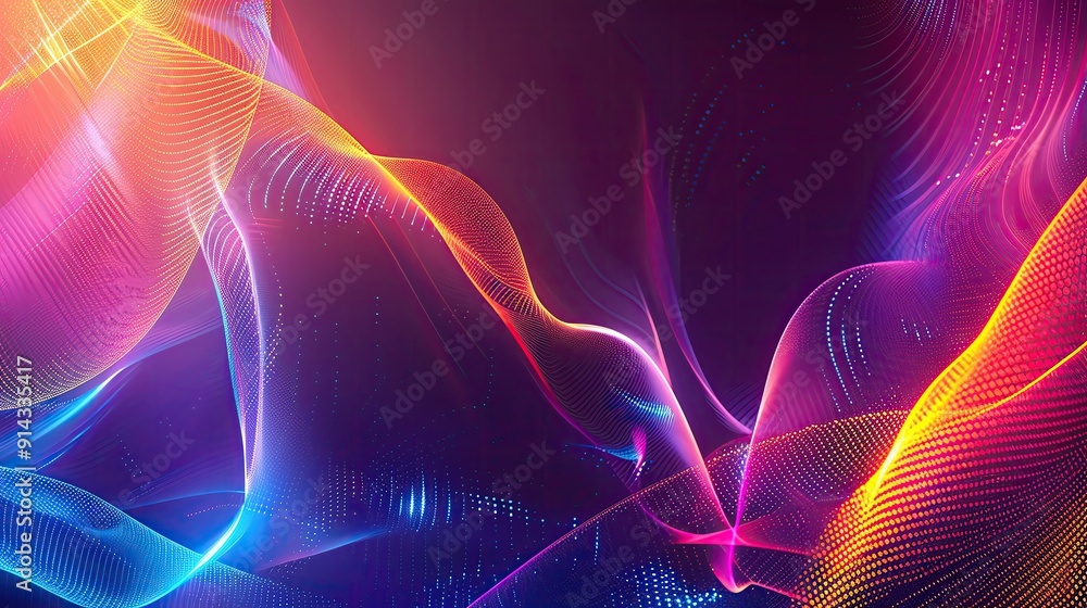 Fototapeta premium Vibrant abstract light waves in colorful hues creating a dynamic and energetic background for digital designs.