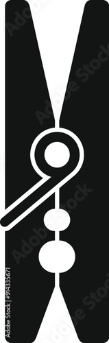 Simple icon of a black clothes peg with a round head, useful for laundry and housekeeping concepts