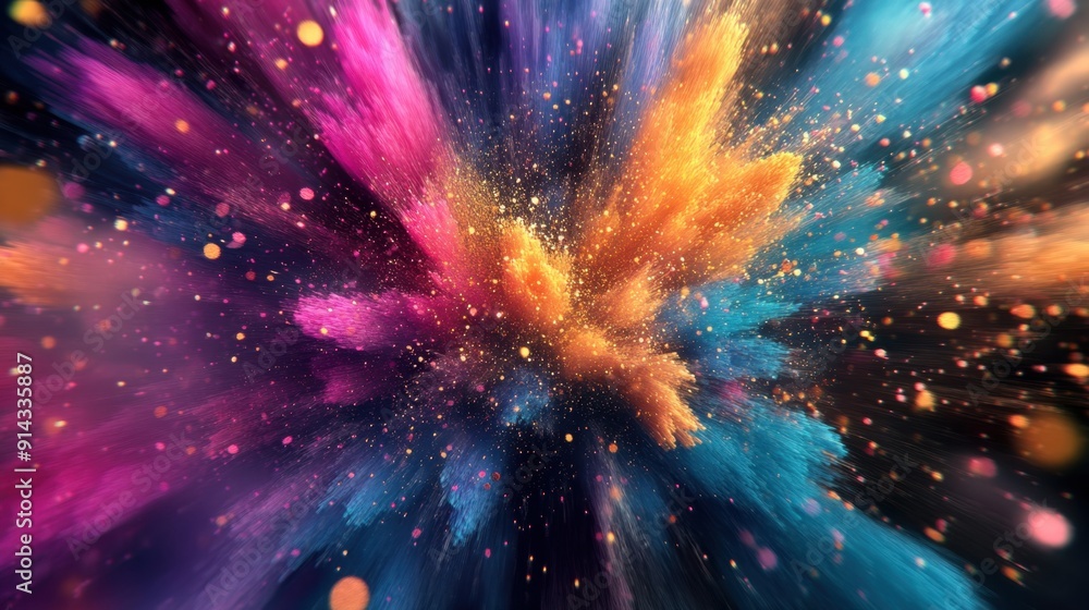 Colorful explosion of powder paint creating abstract background Colorful explosion of powder paint creating abstract background