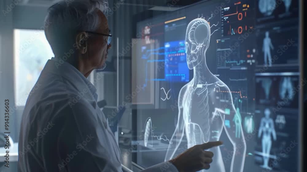 Man make scientist Medical Health Care hospital Research on digital screen with human body visualization. high Technologies scientist investigation concept. Brain Scan MRI Images2 Man make scientist Medical Health Care hospital Research on digital screen with human body visualization. high Technologies scientist investigation concept. Brain Scan MRI Images2