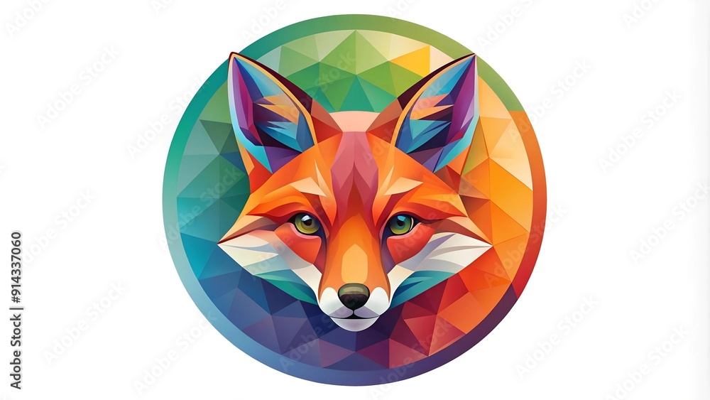 Obraz premium A Stylized Circle Embracing a Geometric Fox Head Logo Generative AI