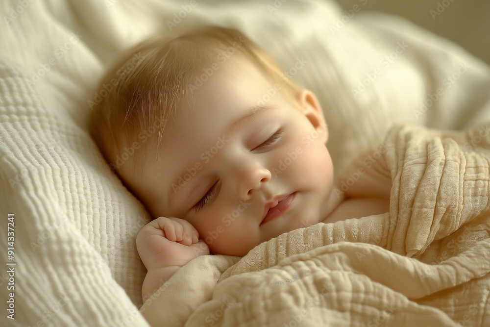 Baby peacefully sleeping on a bed Baby peacefully sleeping on a bed