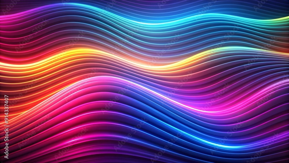 Obraz premium Abstract Wavy Background with Neon Stripes: A Symphony of Color and Motion Generative AI