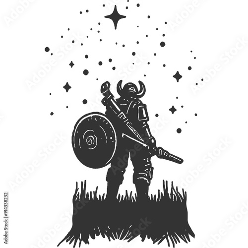In the Twilight's Embrace Vintage Illustration Vector